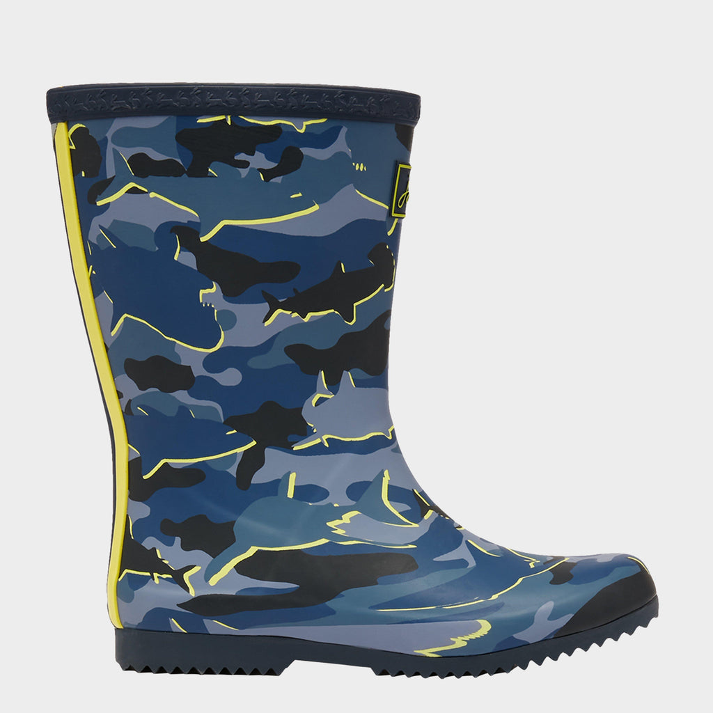 Kids Roll Up Wellies Camo Shark