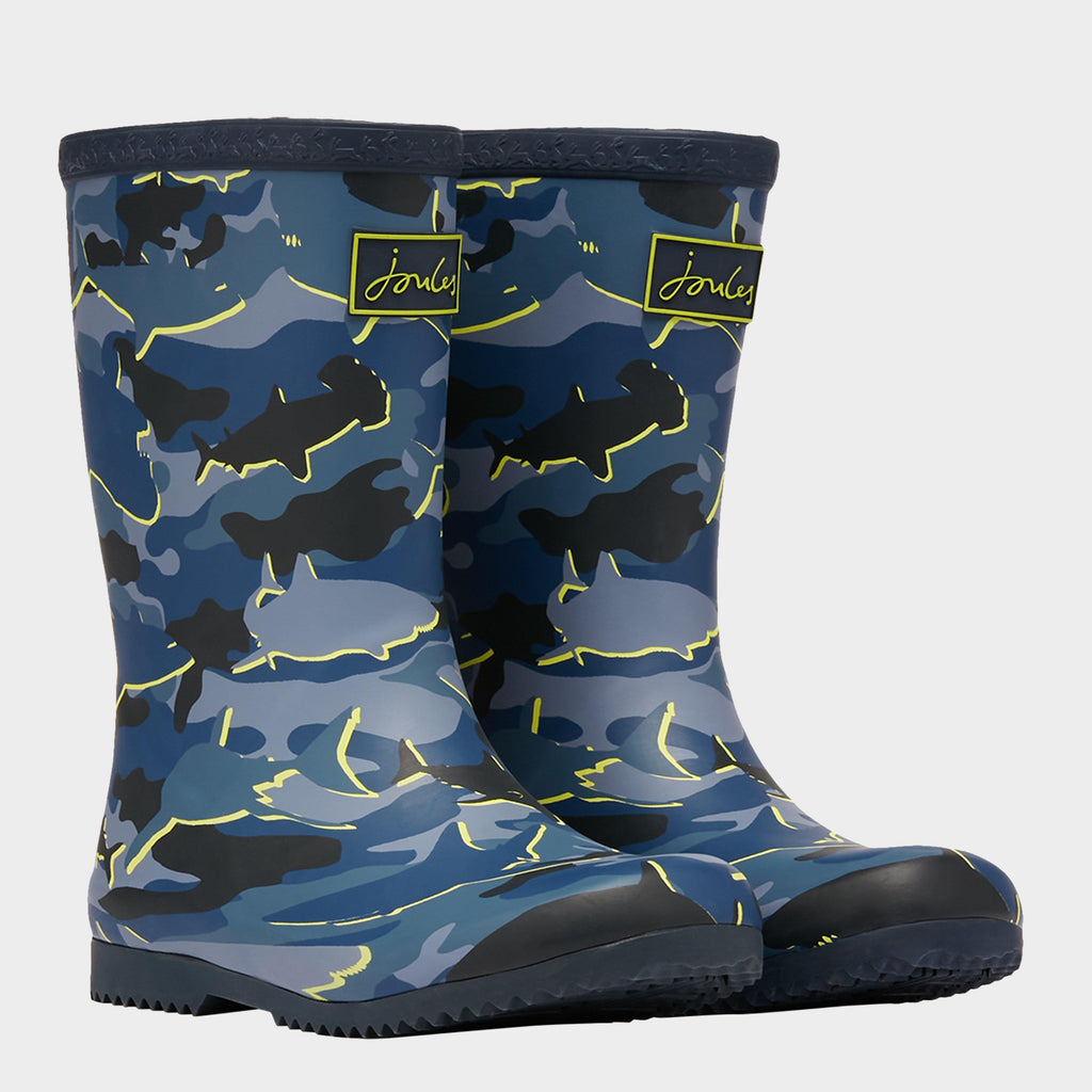 Kids Roll Up Wellies Camo Shark