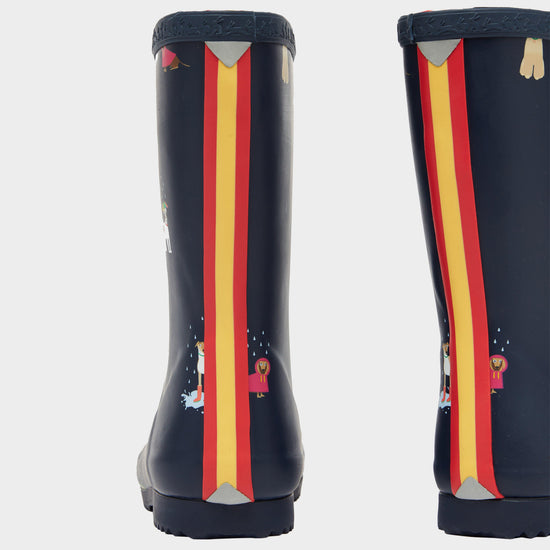 Kids' Roll Up Wellies Navy Rain Dogs