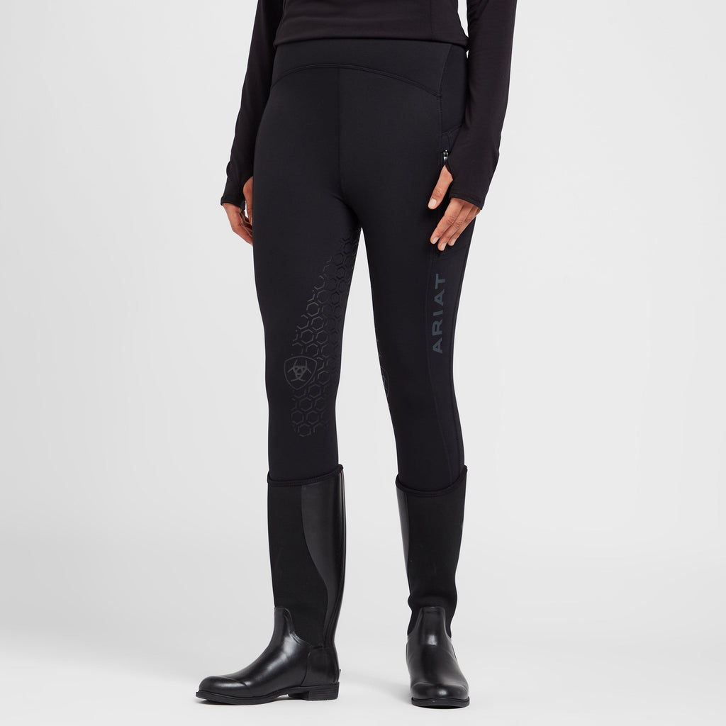 Womens Venture Thermal Half Grip Riding Tights Black