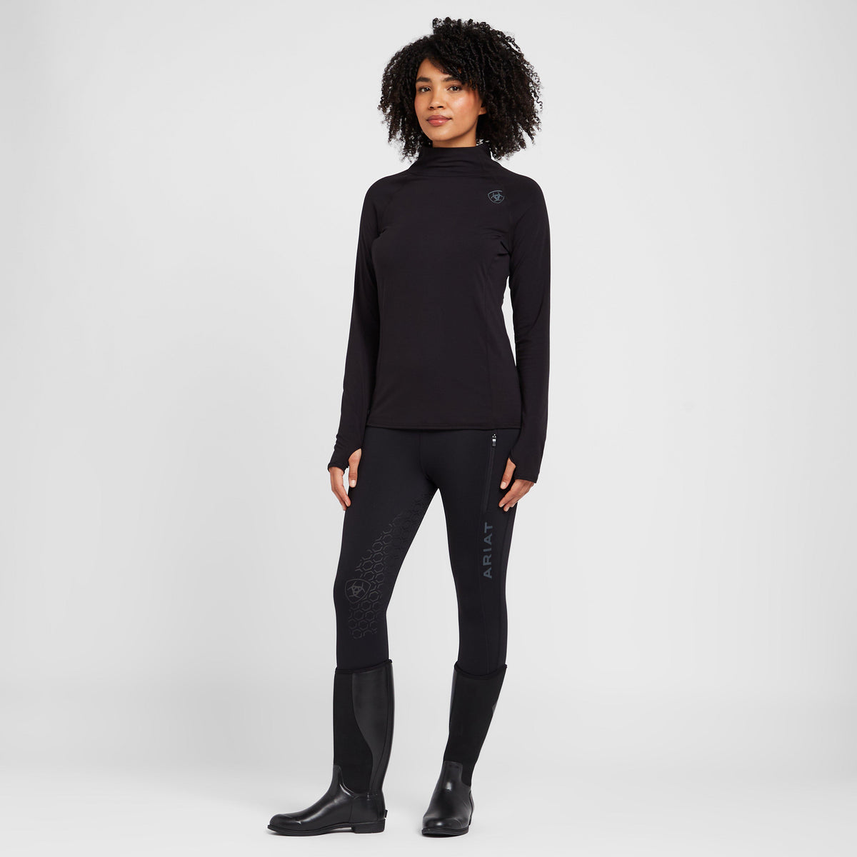 Womens Venture Thermal Half Grip Riding Tights Black