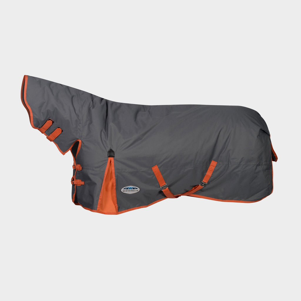 ComFiTec Classic Combo Neck 300g Heavy Turnout Rug Gunmetal/Coral