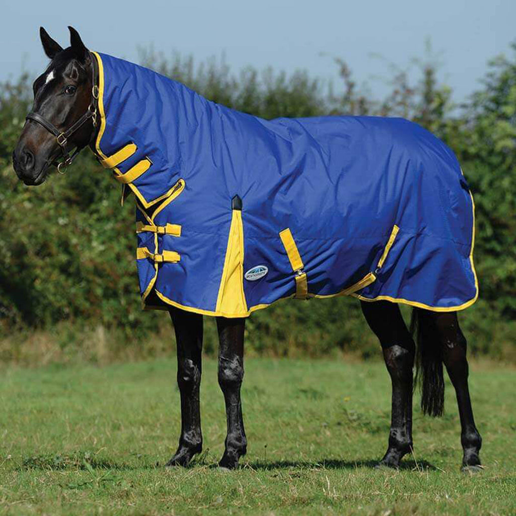 ComFiTec Classic Combo Neck 220g Medium Weight Turnout Rug Blue/Lemon