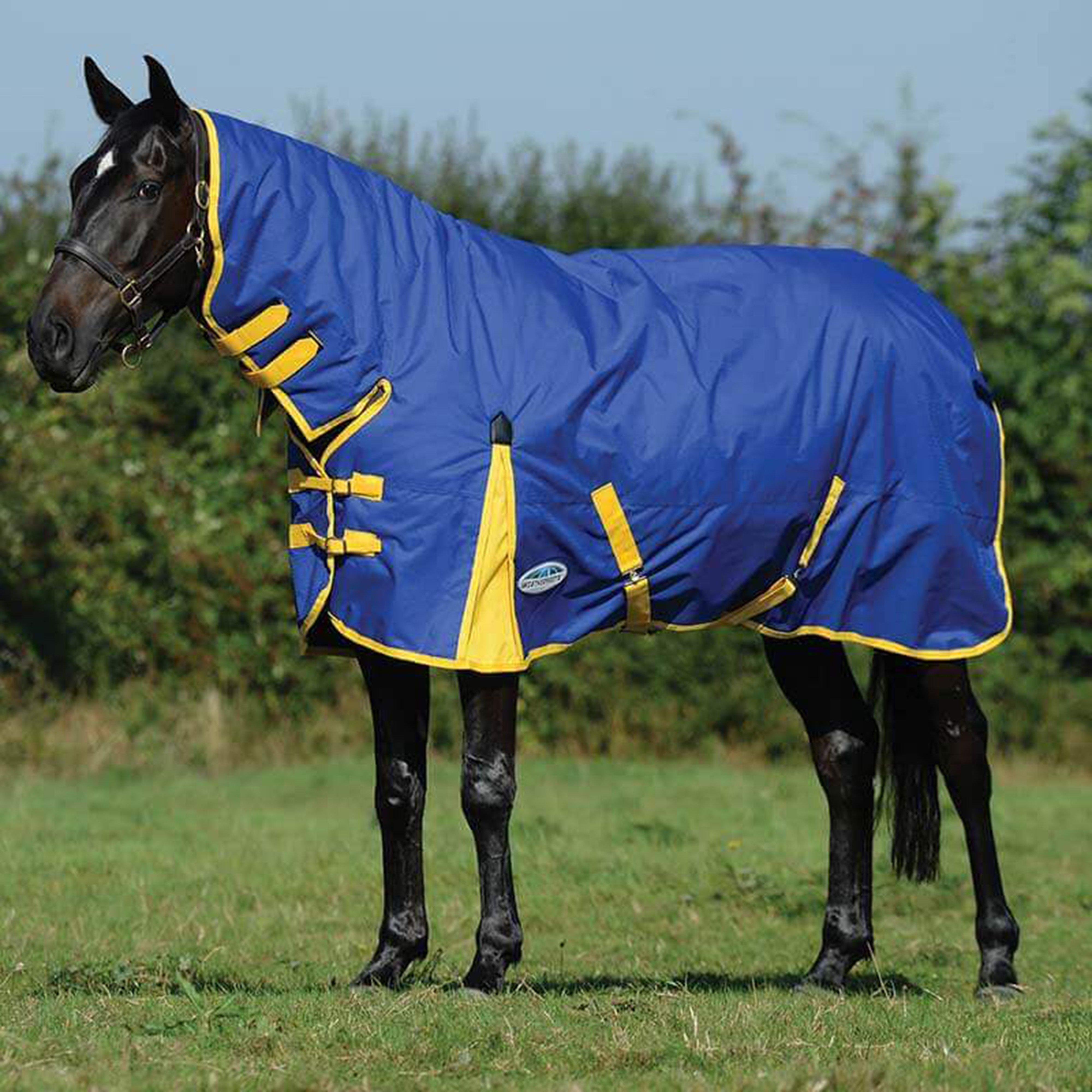 ComFiTec Classic Combo Neck 220g Medium Weight Turnout Rug Blue/Lemon