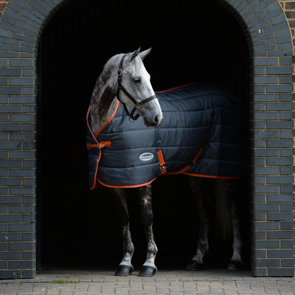 ComFiTec 210D Channel Quilt Medium Weight Standard Neck Stable Rug Gunmetal/Coral