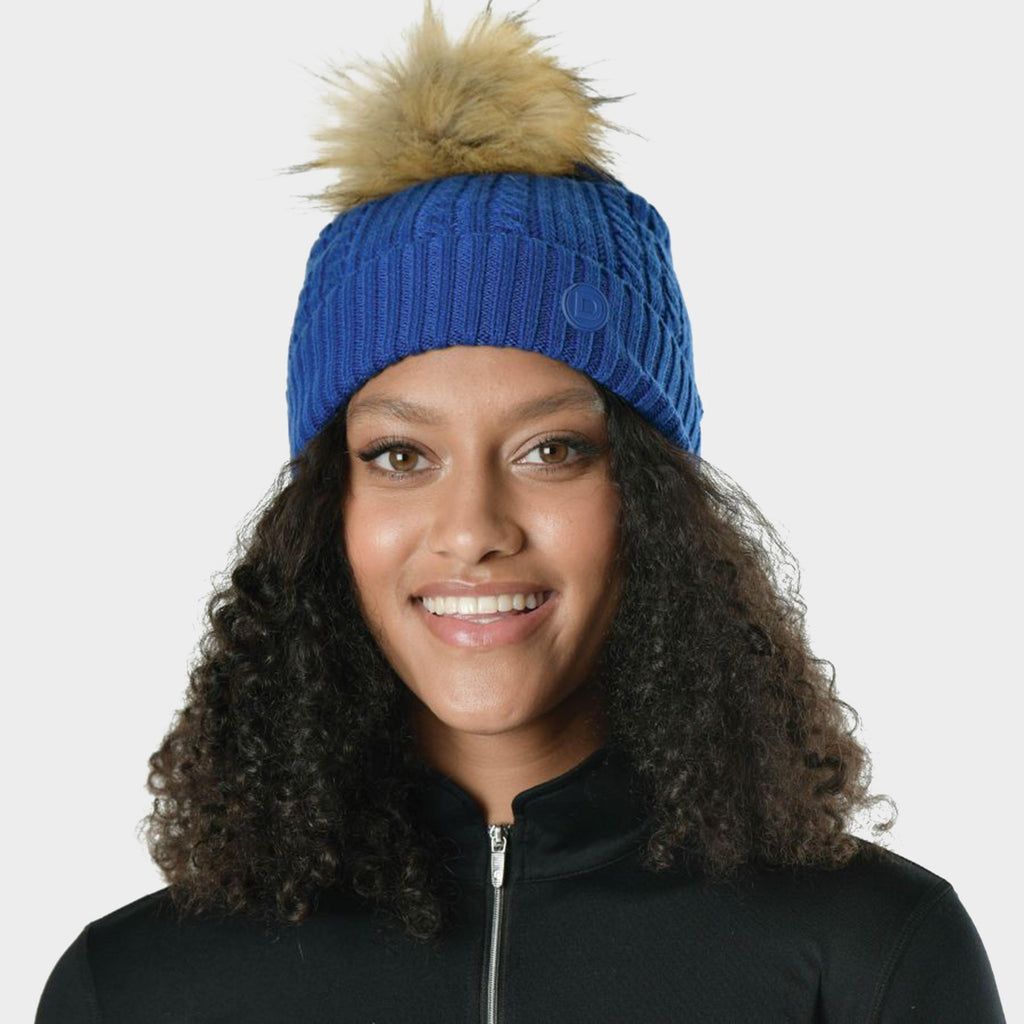 Womens Cable Knit Beanie Cobalt