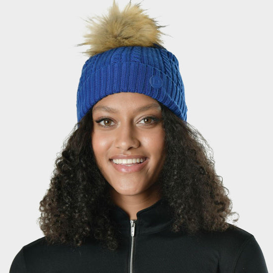 Womens Cable Knit Beanie Cobalt