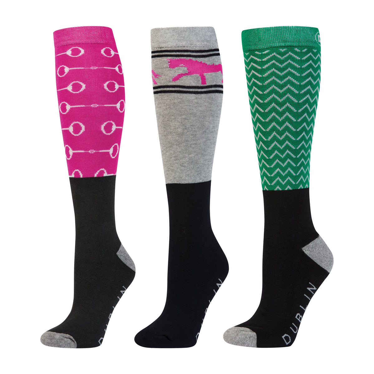 Womens 3 Pack Socks Fuchsia Bits