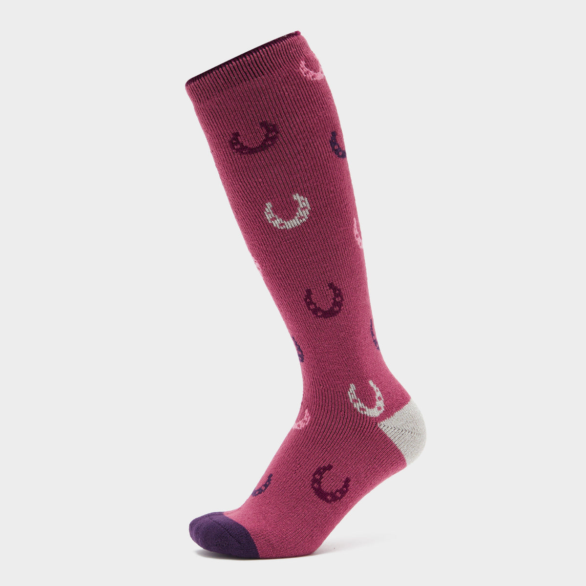 Womens Lite Long Socks Pink Horseshoes