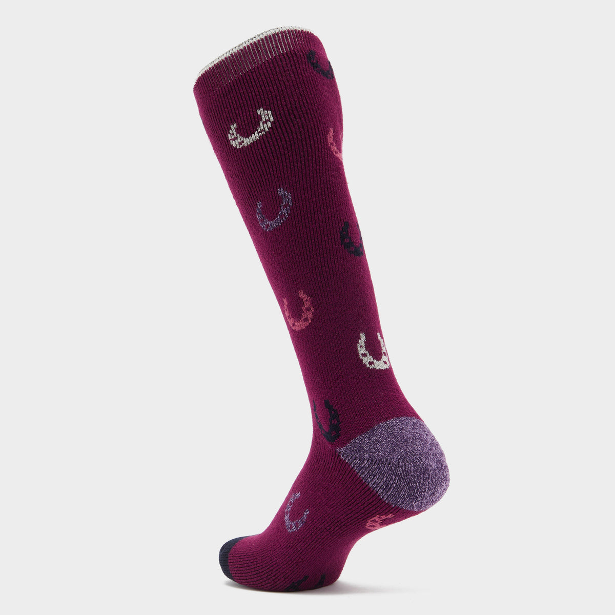 Womens Lite Long Socks Red Horseshoes