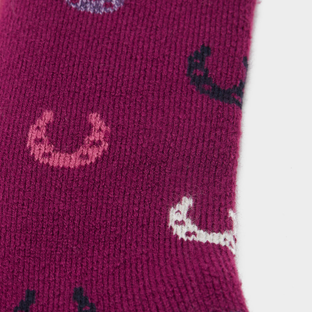 Womens Lite Long Socks Red Horseshoes