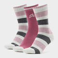 Womens Stripe Socks 3 Pack Pink/Grey