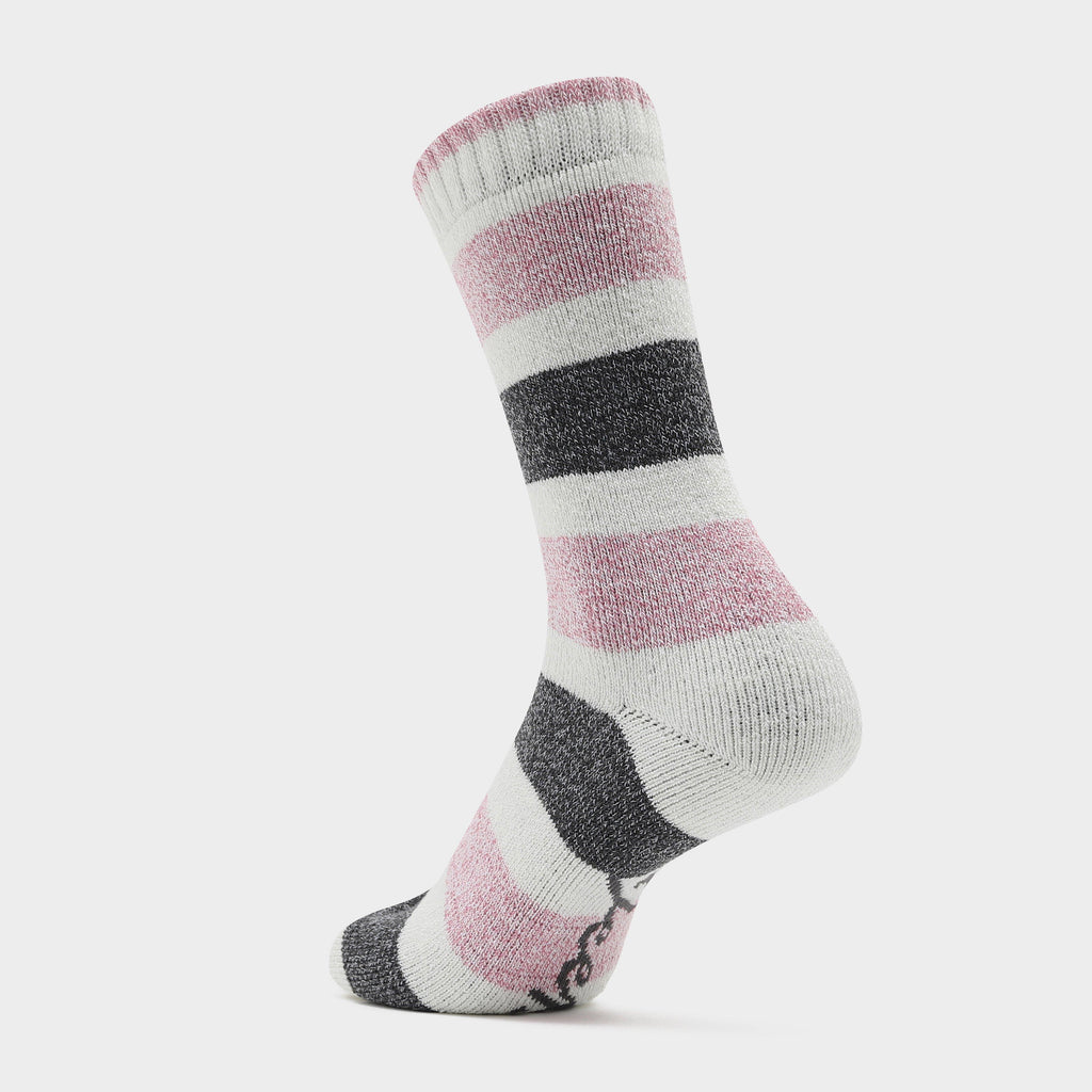 Womens Stripe Socks 3 Pack Pink/Grey