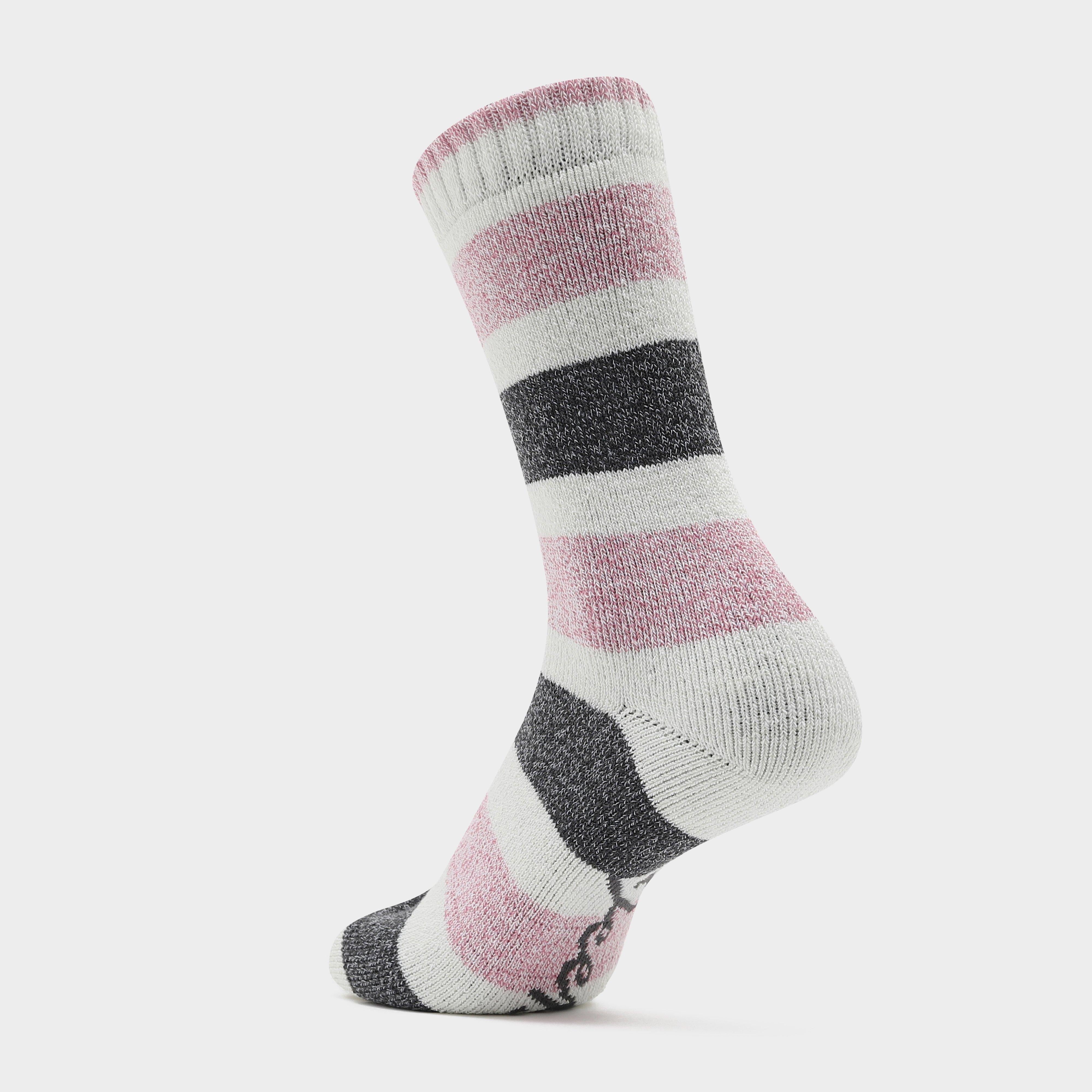 Womens Stripe Socks 3 Pack Pink/Grey