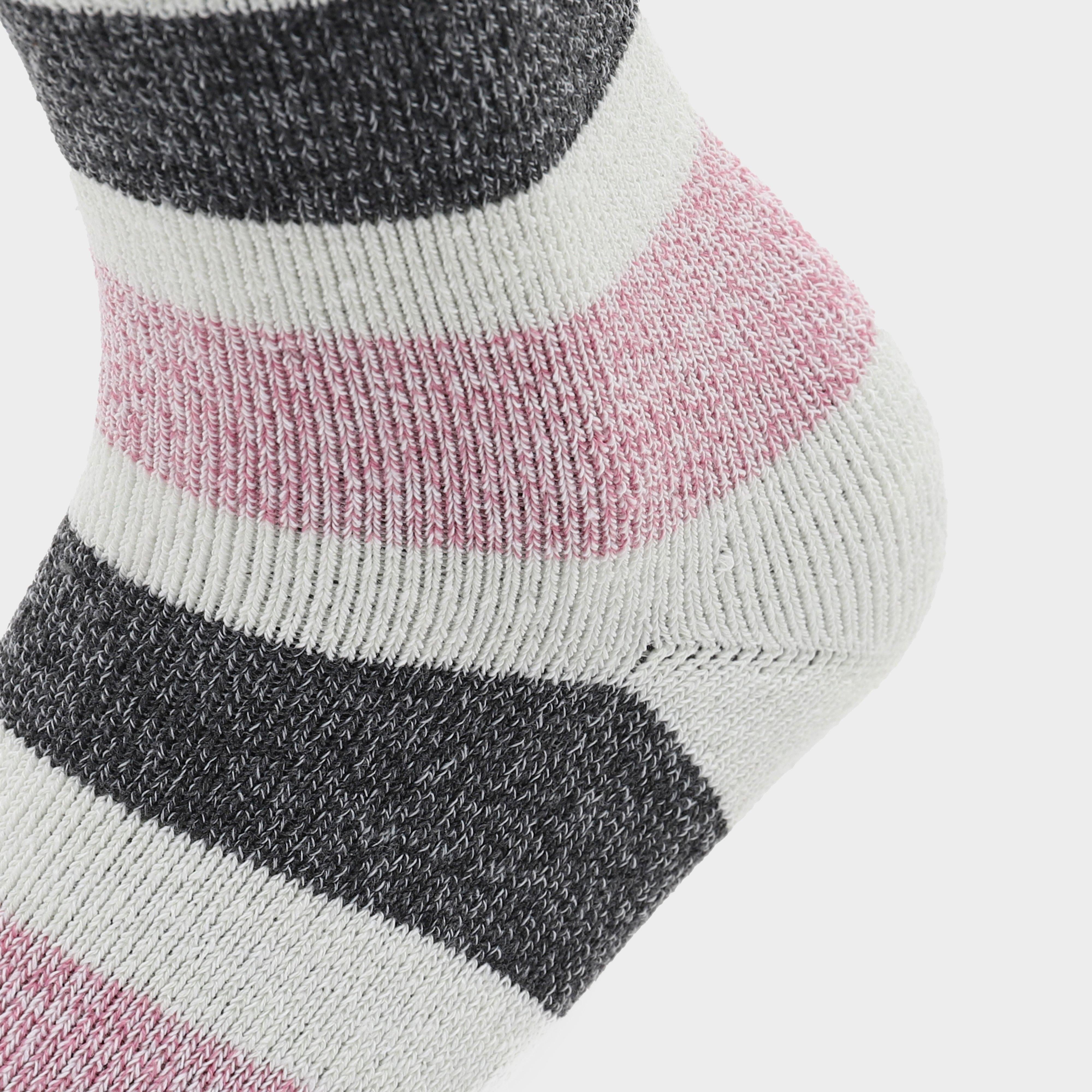 Womens Stripe Socks 3 Pack Pink/Grey