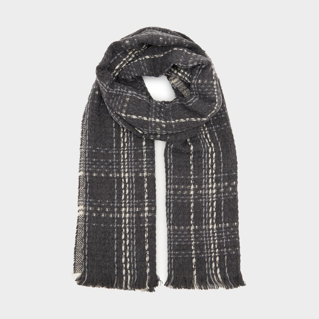 Womens Woven Scarf Black Chequered