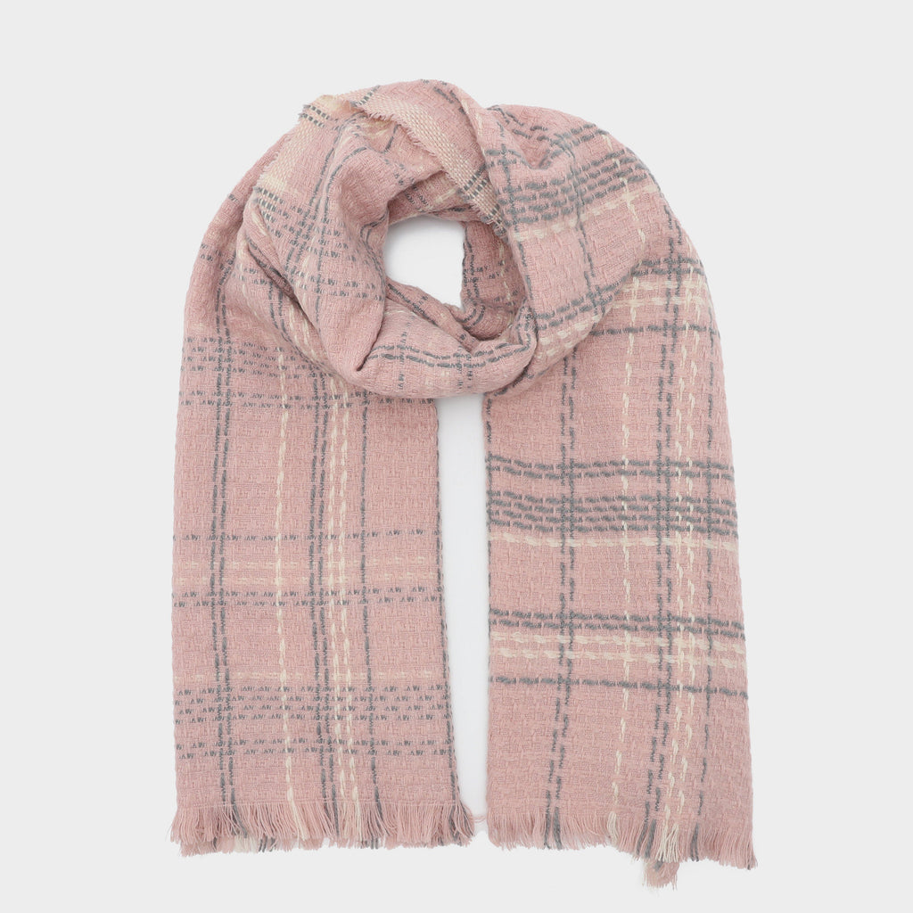 Womens Woven Scarf Pink Chequered
