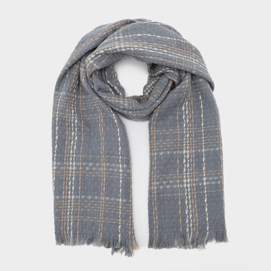 Womens Woven Scarf Grey Chequered