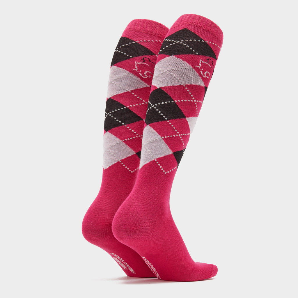 Adults Argyle Cotton Socks Pink