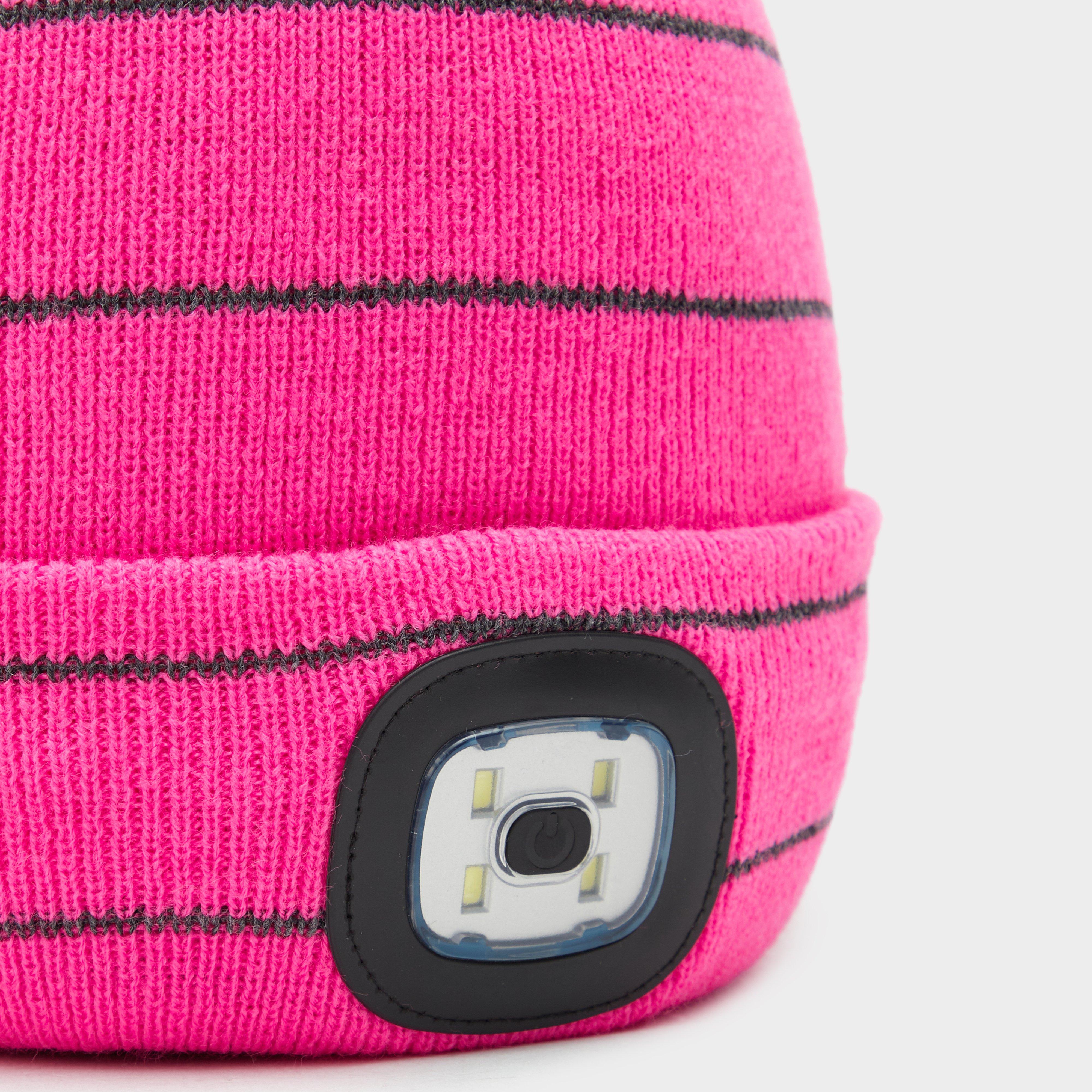 Kids Vision Stripe LED Pom Hat Pink