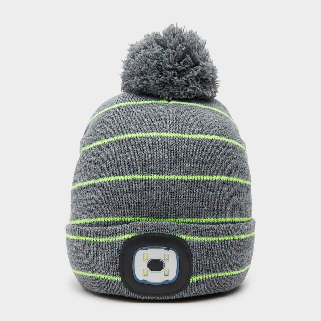 Kids Vision Stripe LED Pom Hat Grey