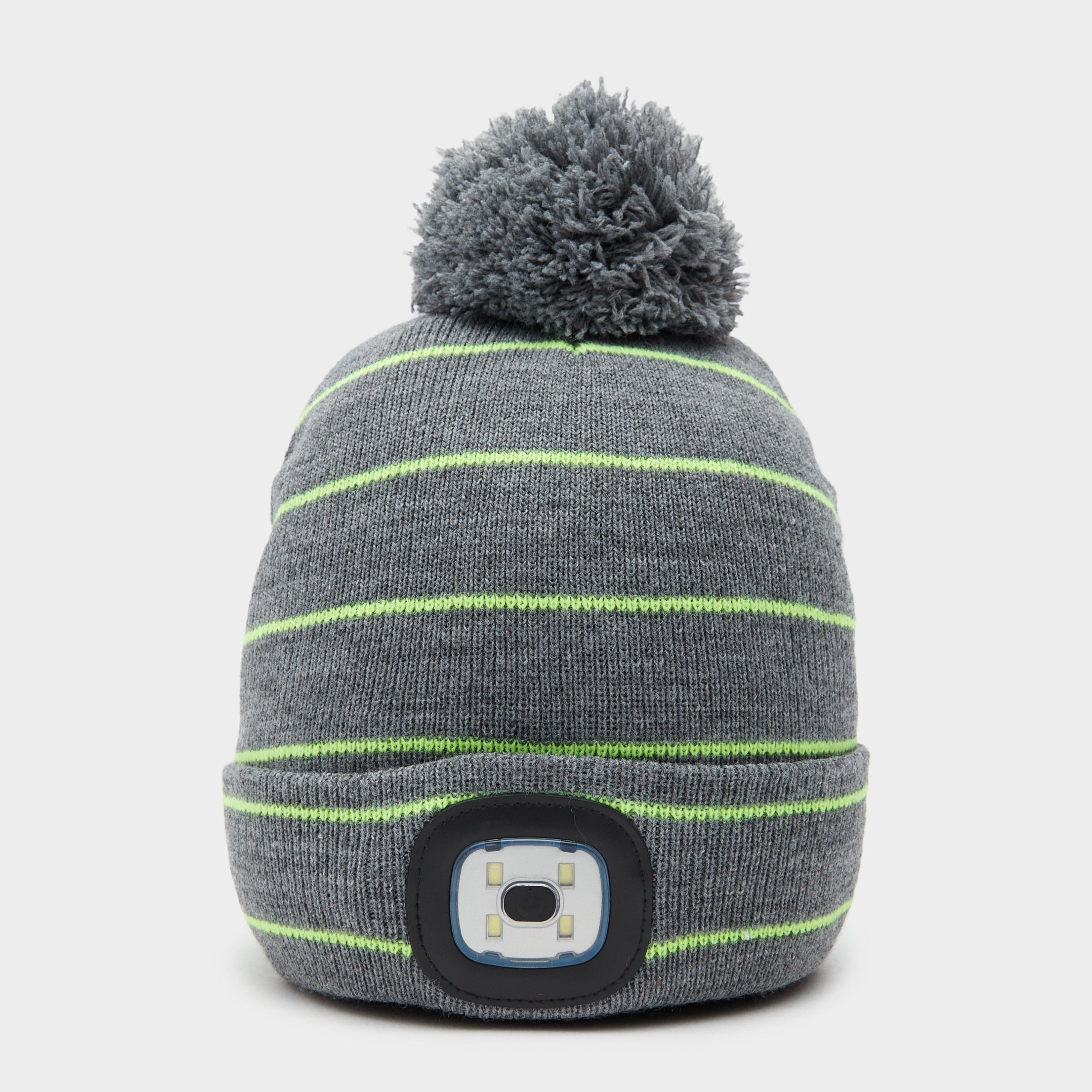 Kids Vision Stripe LED Pom Hat Grey