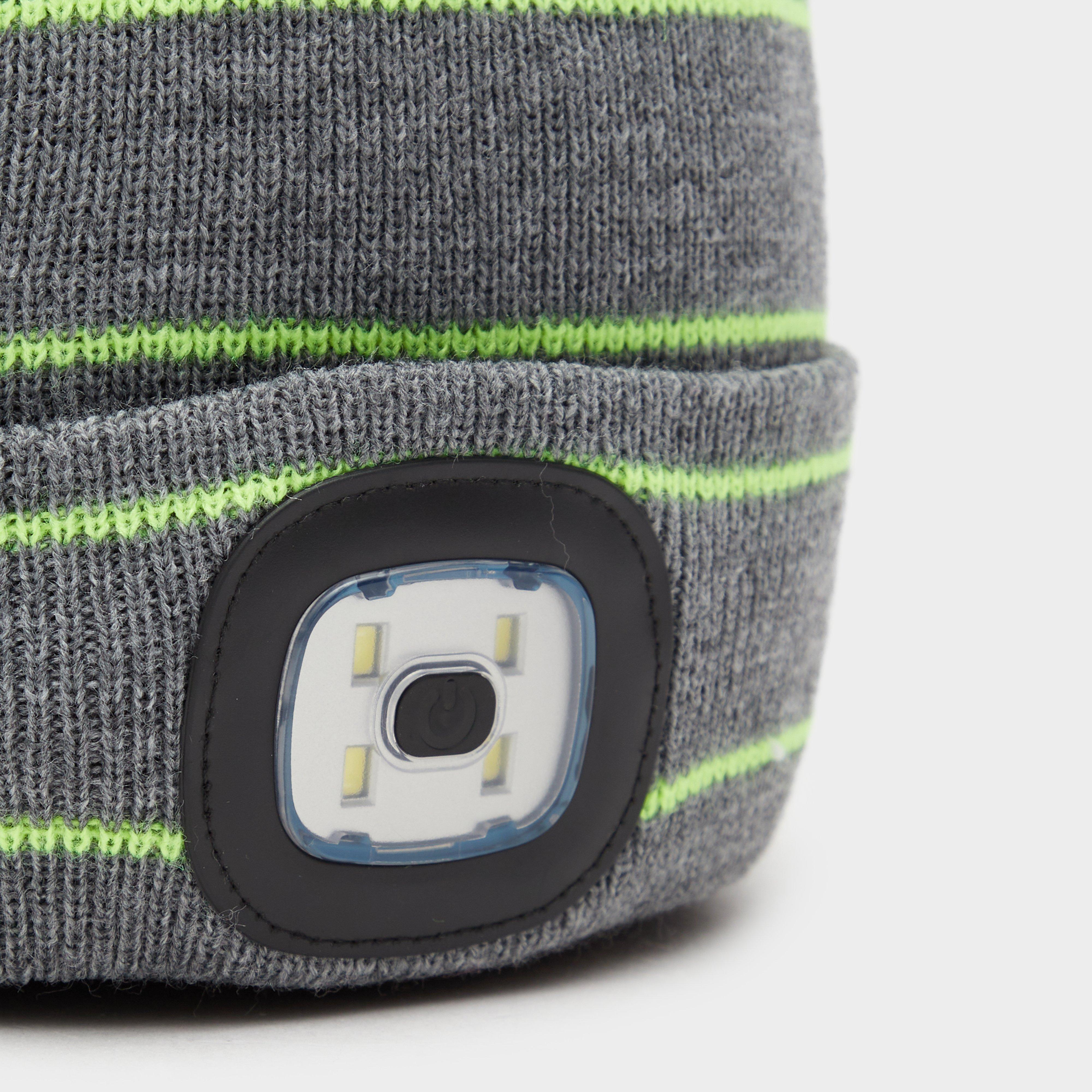 Kids Vision Stripe LED Pom Hat Grey