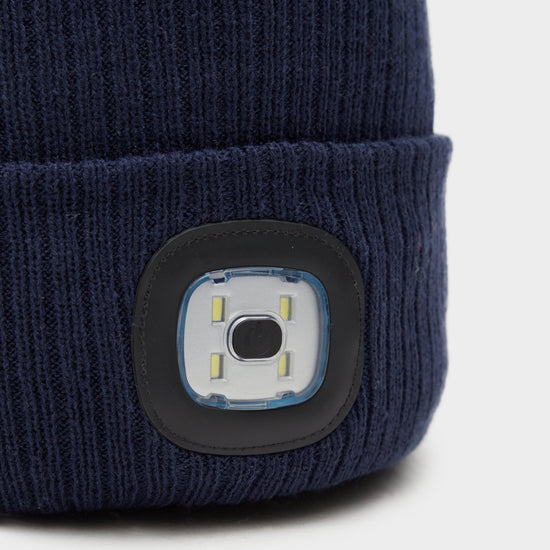 Womens Waterproof LED Pom Hat Navy/Pink