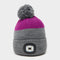 Womens Waterproof LED Pom Hat Grey/Purple