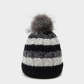 Womens Waterproof Knit Pom Pom Hat Black/White