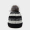 Womens Waterproof Knit Pom Pom Hat Black/White