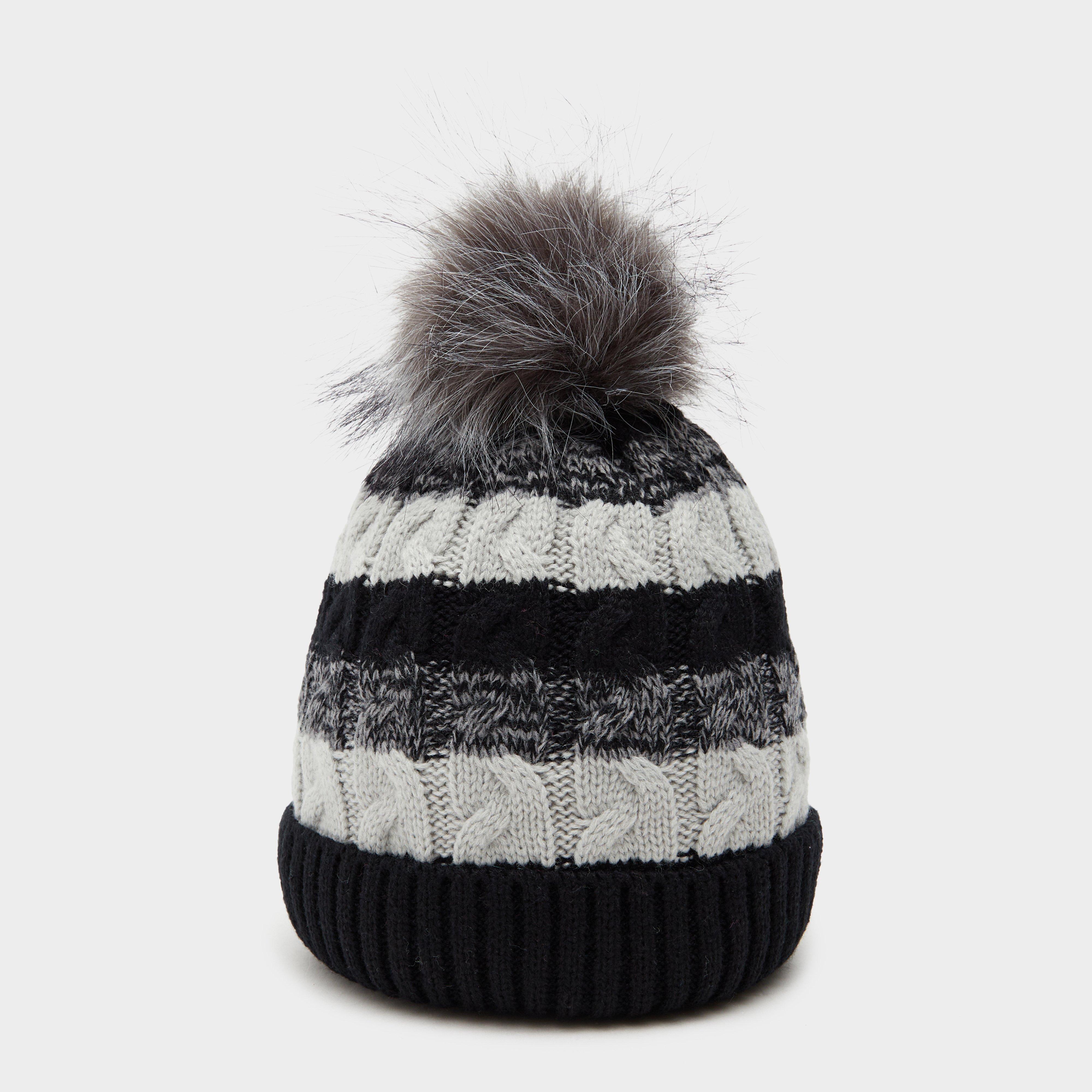 Womens Waterproof Knit Pom Pom Hat Black/White
