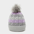 Womens Waterproof Knit Pom Pom Hat Grey/Lilac/White
