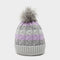 Womens Waterproof Knit Pom Pom Hat Grey/Lilac/White