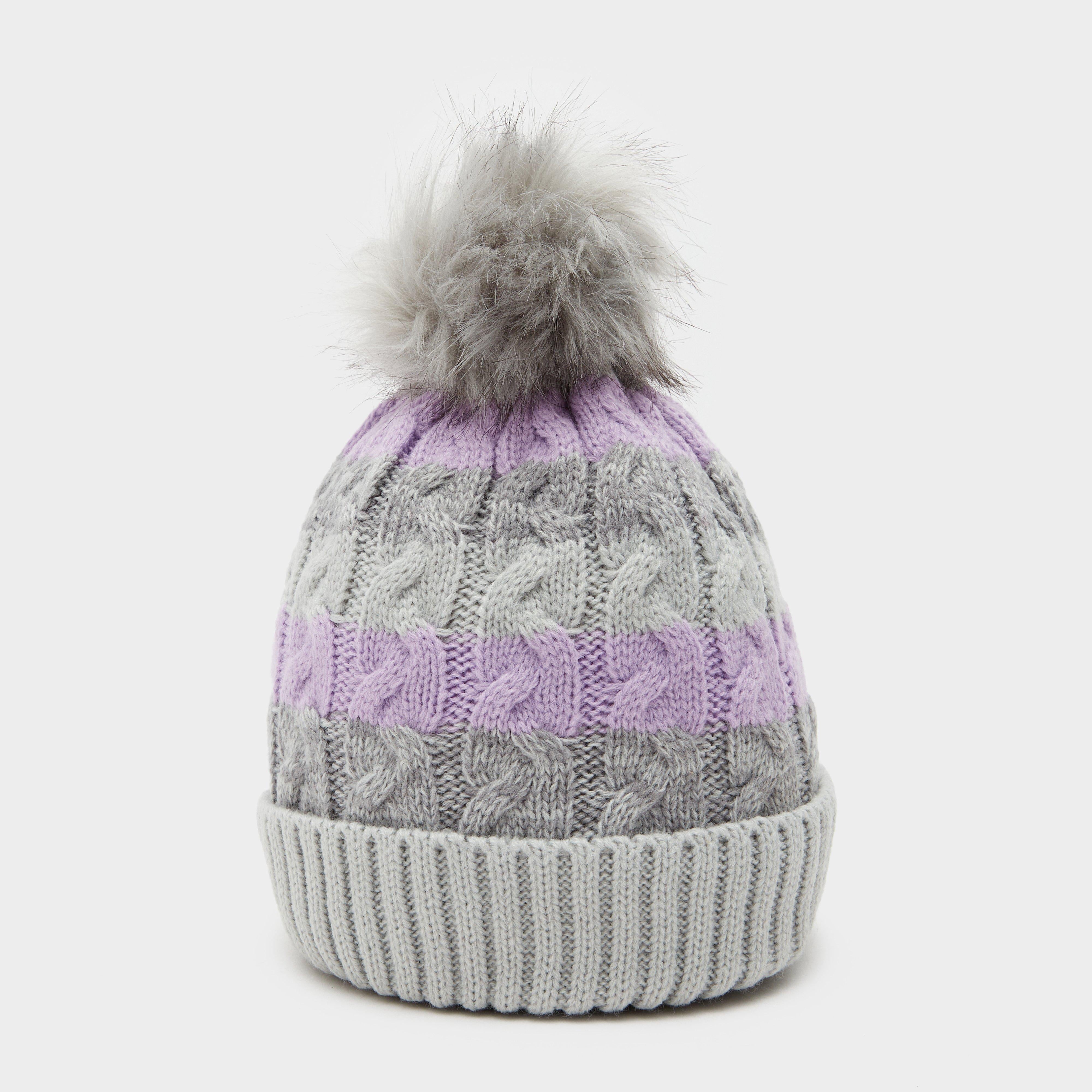 Womens Waterproof Knit Pom Pom Hat Grey/Lilac/White