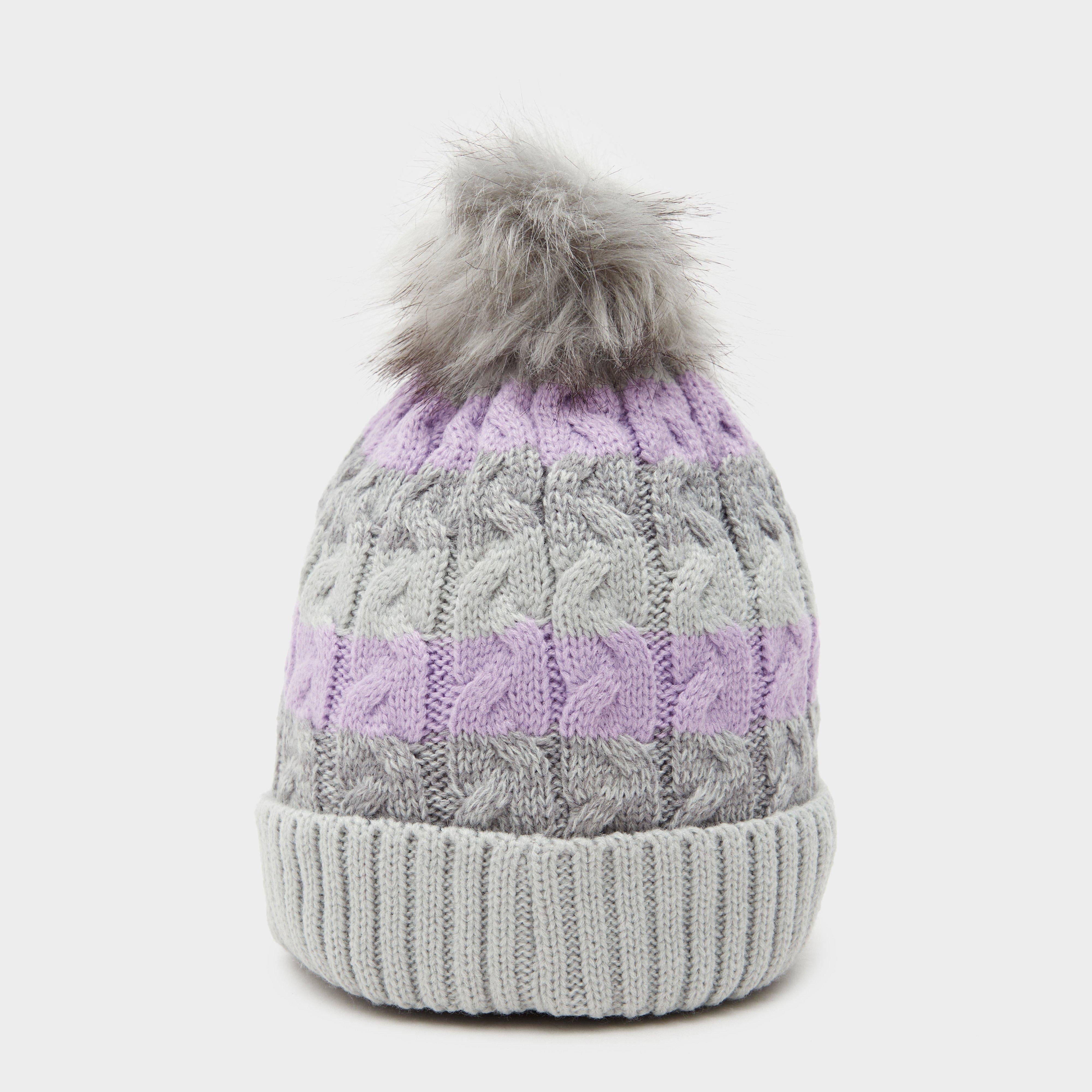 Womens Waterproof Knit Pom Pom Hat Grey/Lilac/White