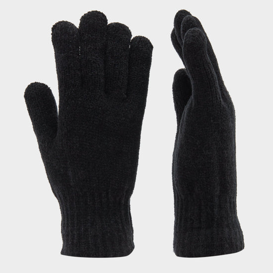 Womens Chenille Gloves Black