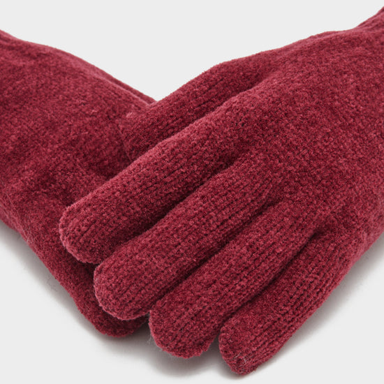 Womens Chenille Gloves Burgundy