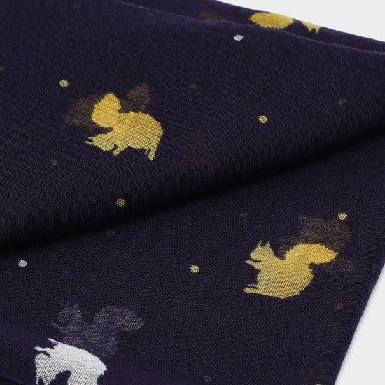 Womens Blaze Viscose Scarf Navy Squirrels