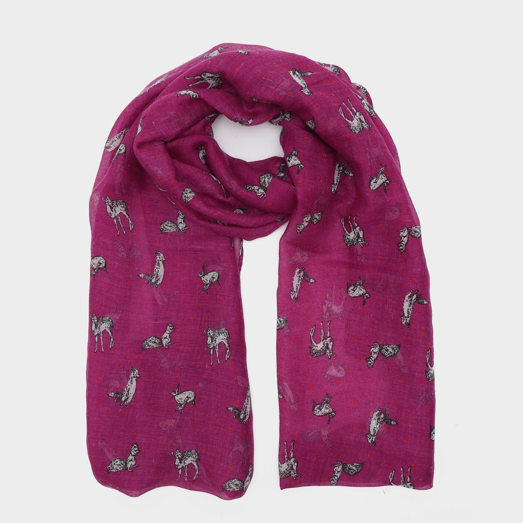 Womens Blaze Viscose Scarf Pink Animals