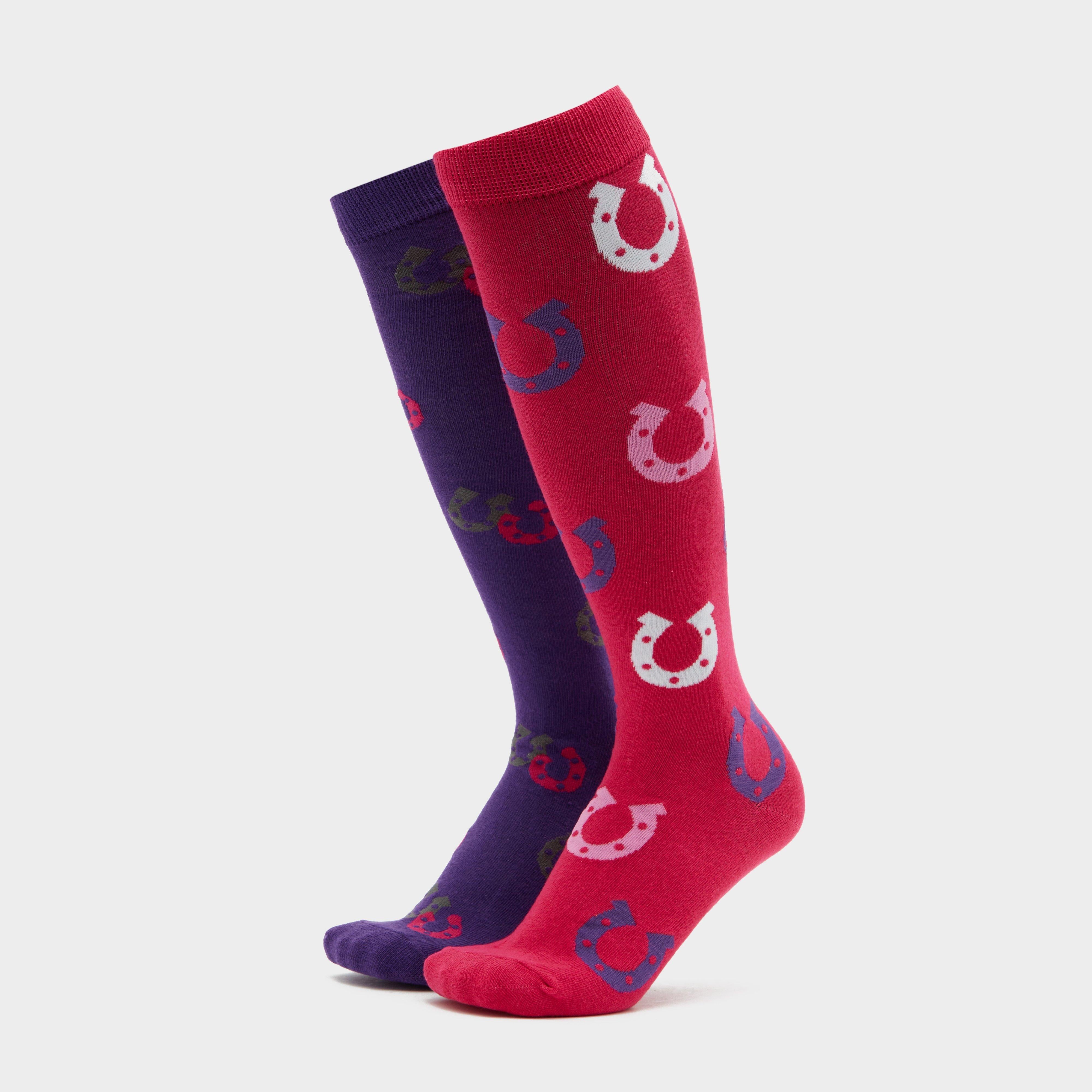 Womens Horseshoe 2 Pack Socks Raspberry/Purple
