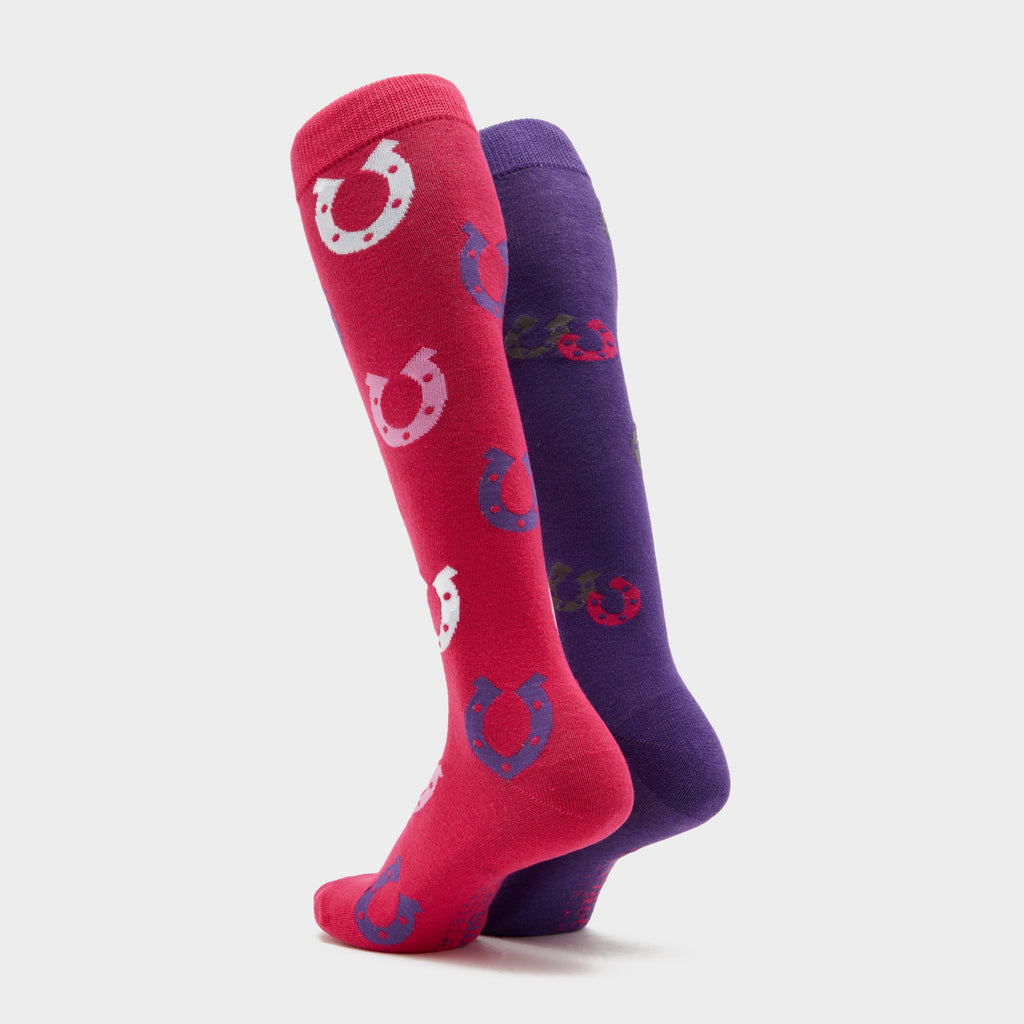 Womens Horseshoe 2 Pack Socks Raspberry/Purple
