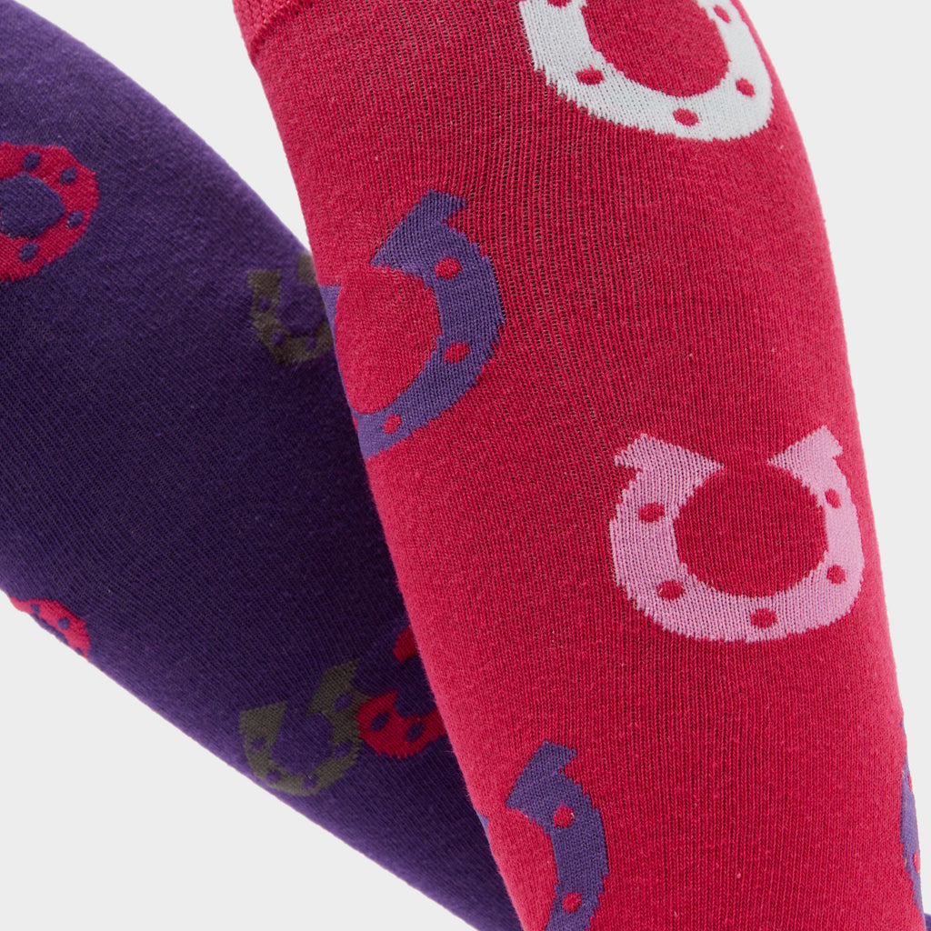 Womens Horseshoe 2 Pack Socks Raspberry/Purple