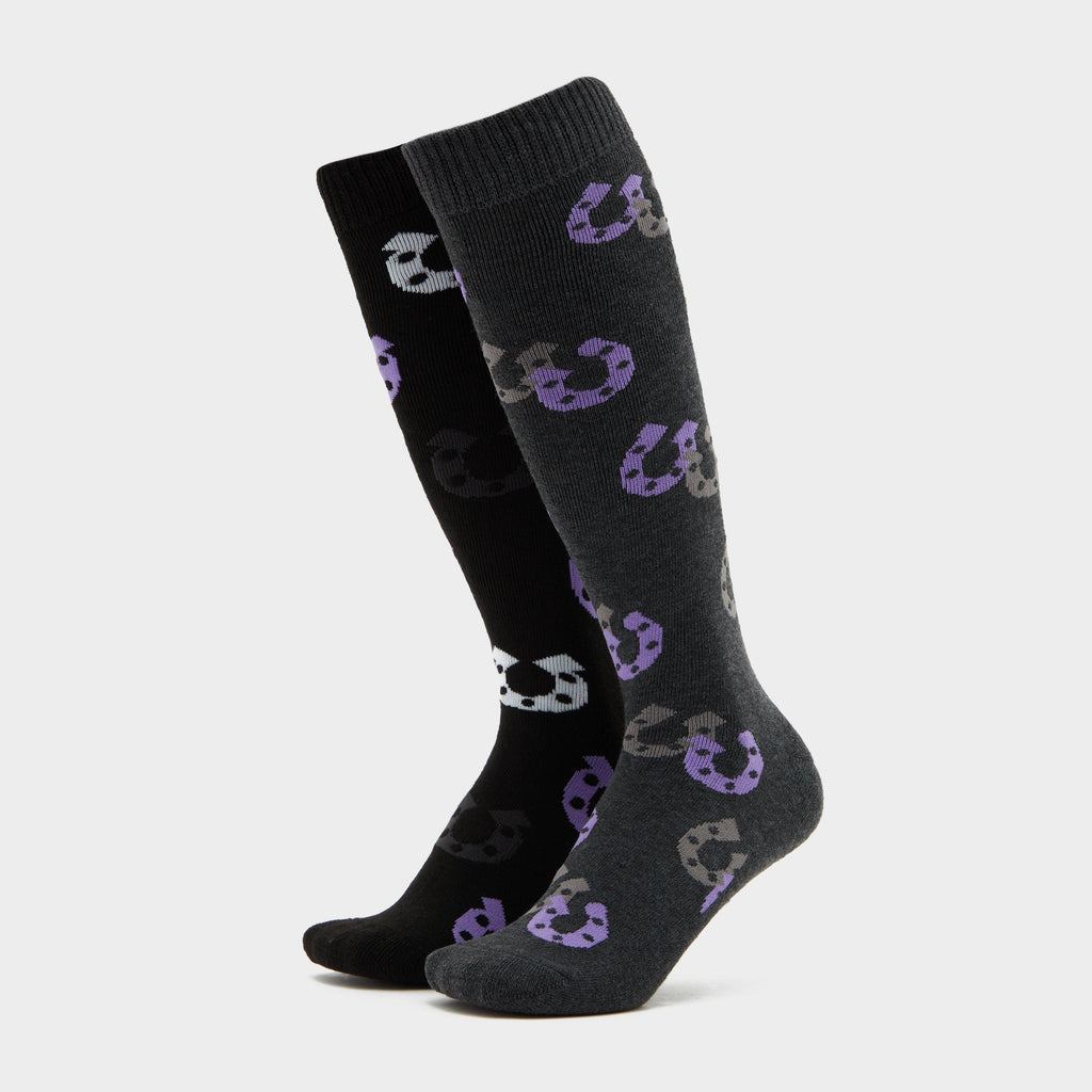 Womens Horseshoe 2 Pack Socks Charcoal/Black