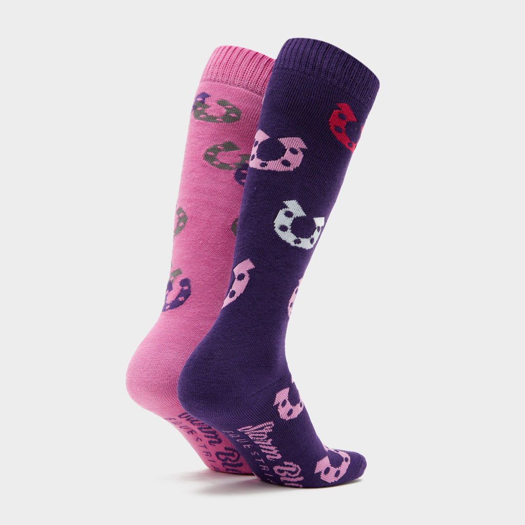 Womens Horseshoe 2 Pack Socks Pink/Purple