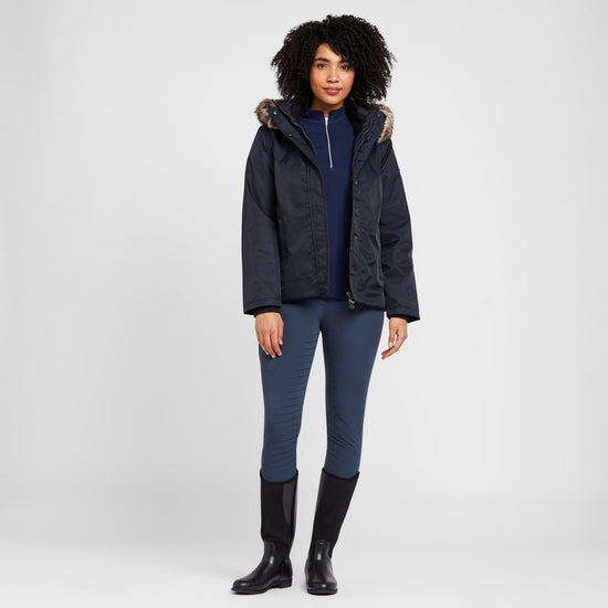 Womens Waterproof Short Riding Coat Navy