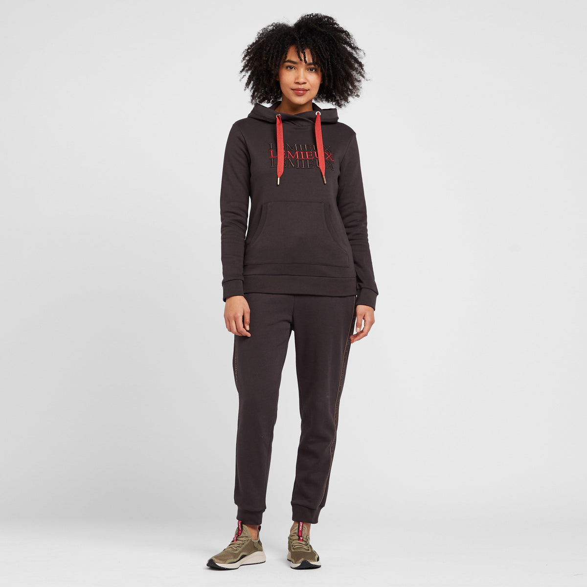 Womens Cross Over Hoodie Liquourice