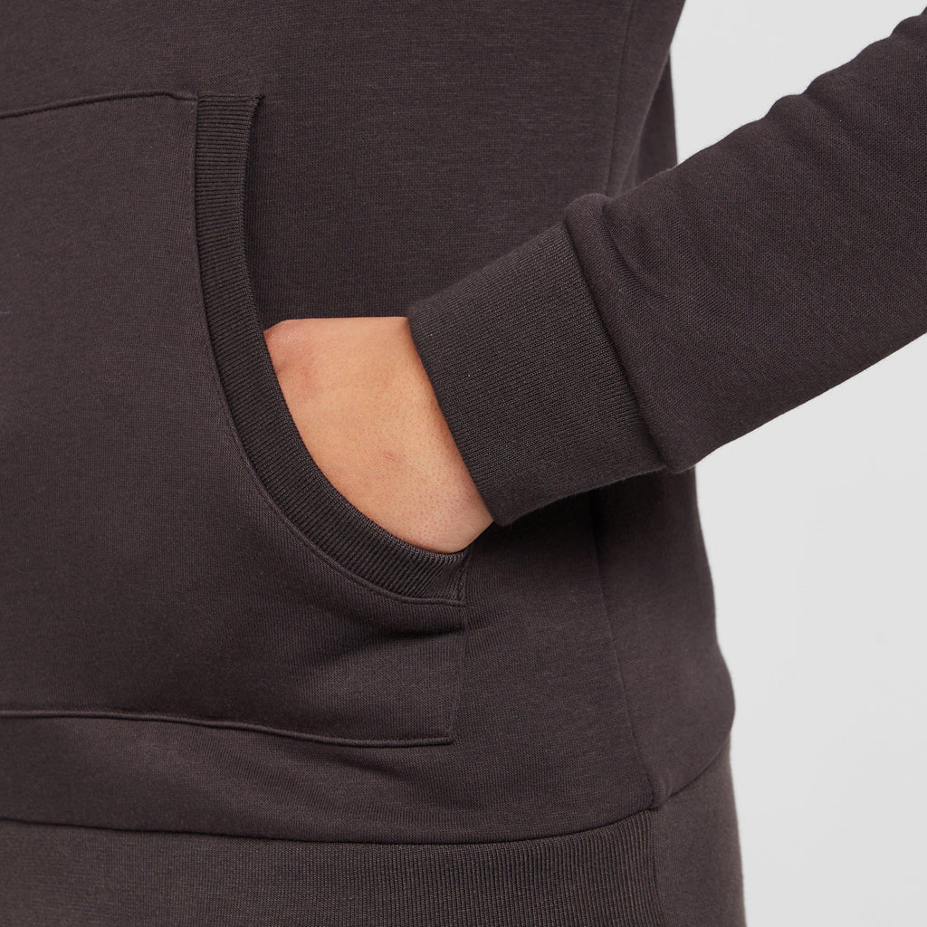 Womens Cross Over Hoodie Liquourice