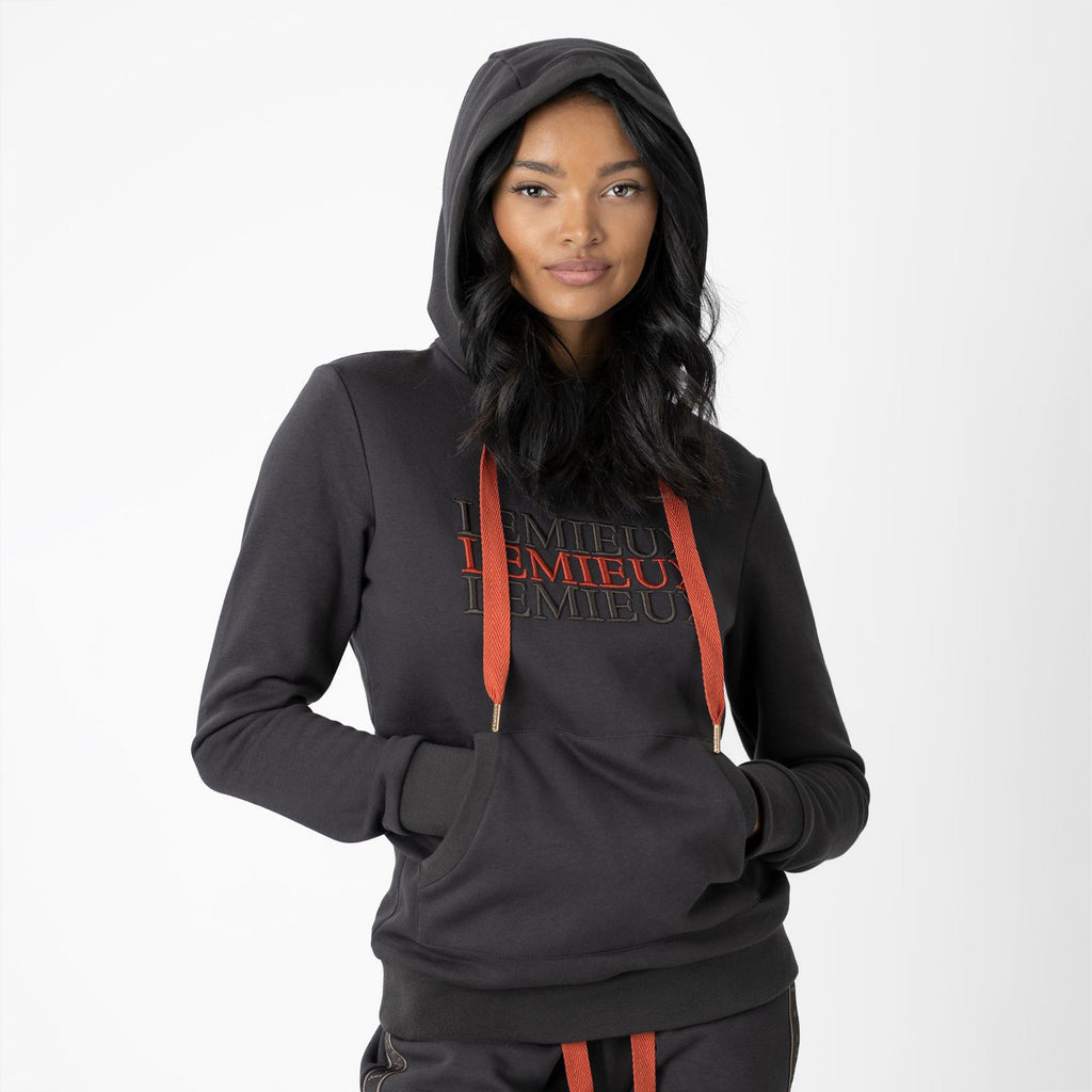 Womens Cross Over Hoodie Liquourice