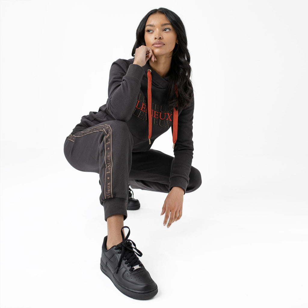 Womens Cross Over Hoodie Liquourice